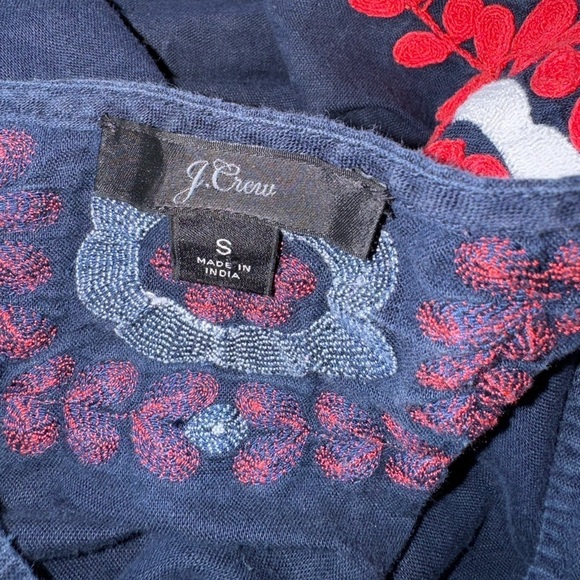 J. Crew Embroidered Navy Blue And Red Tunic Top Dress Size Small - Picture 5 of 7